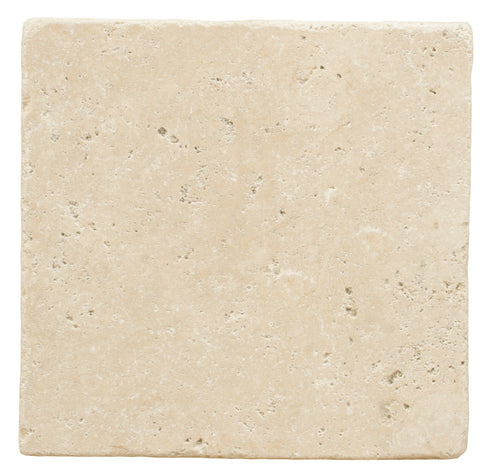 Ivory Travertine Tumbled Exterior Pool Paver  6X6" 1 1/4"